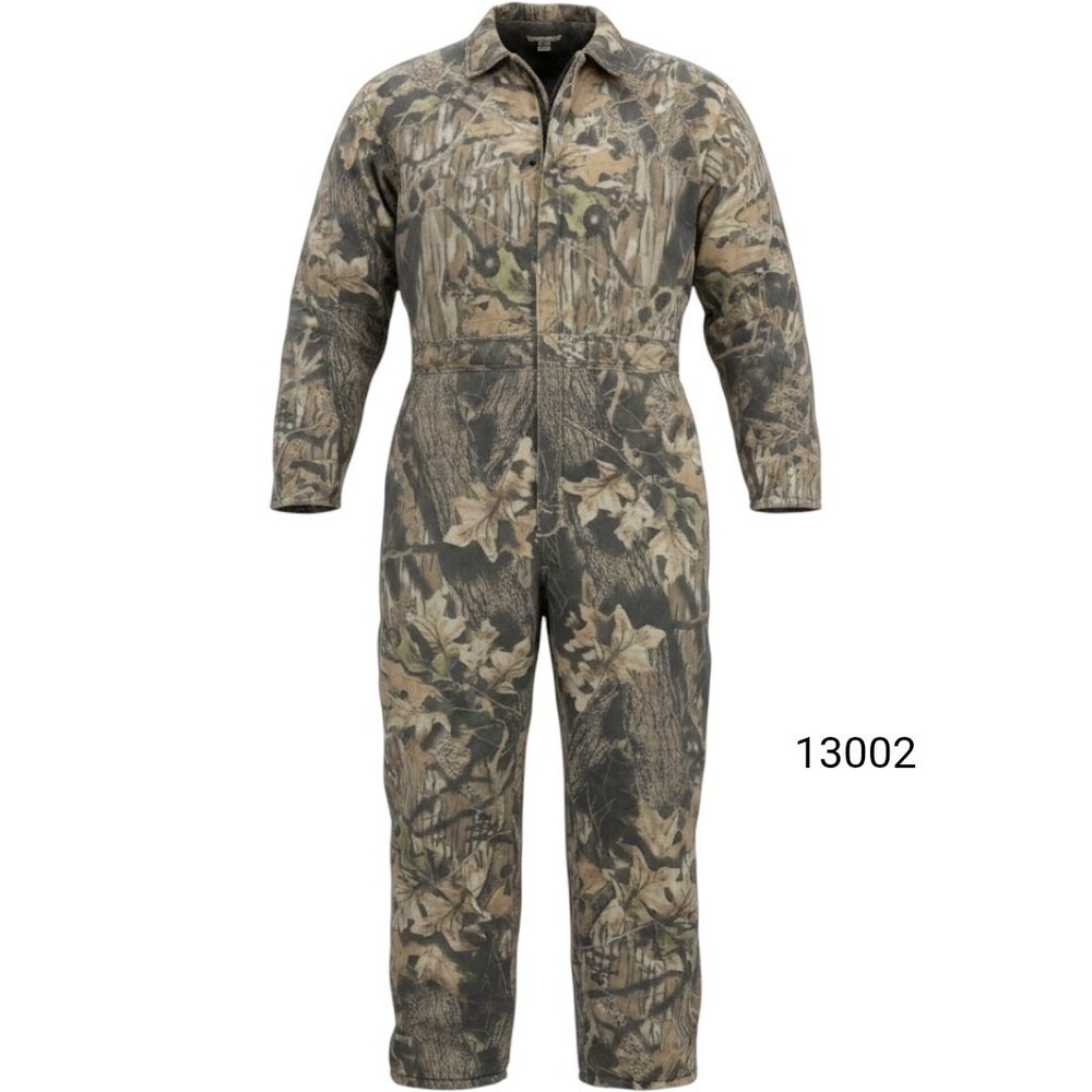 Mossy Oak Coveralls Mens Large Brown Camouflage Cotton Hunting Camping Full Zip